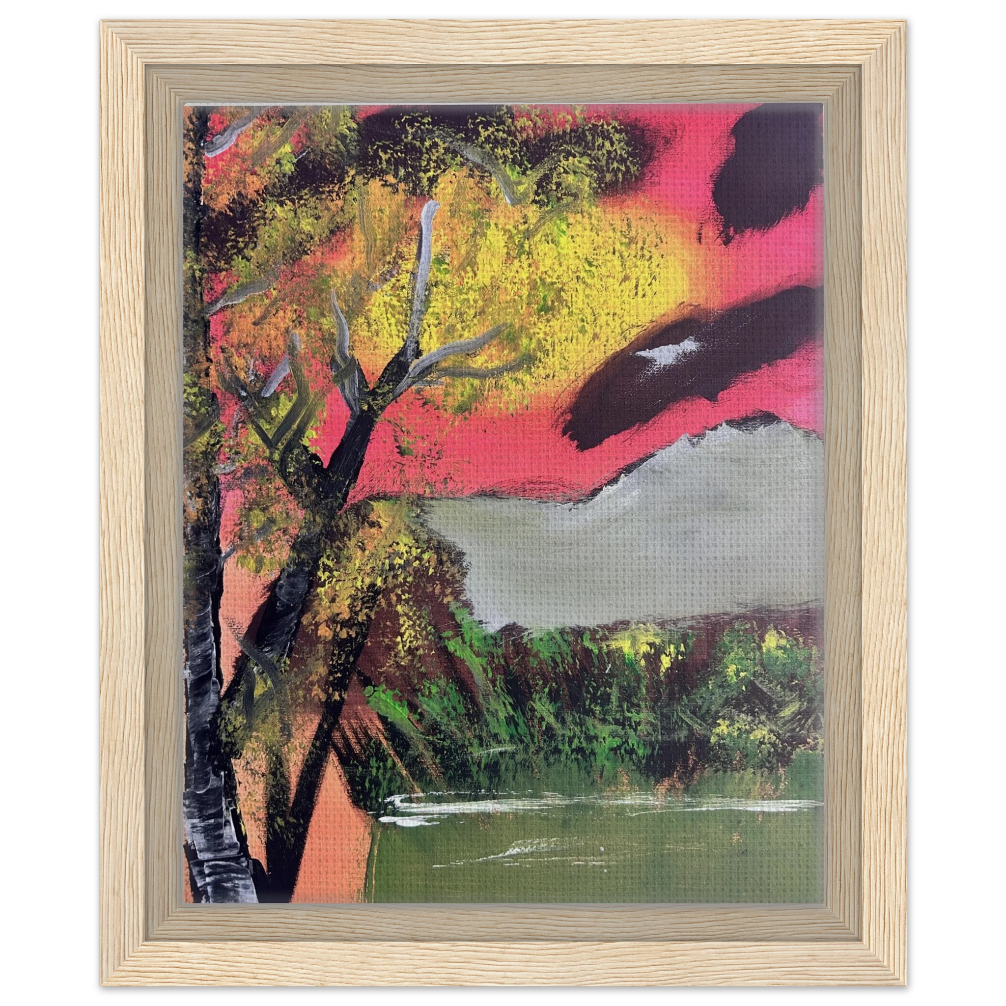 Dark Mountains Framed Canvas Print – Modern Mountain Landscape Wall Art - Sun Studio