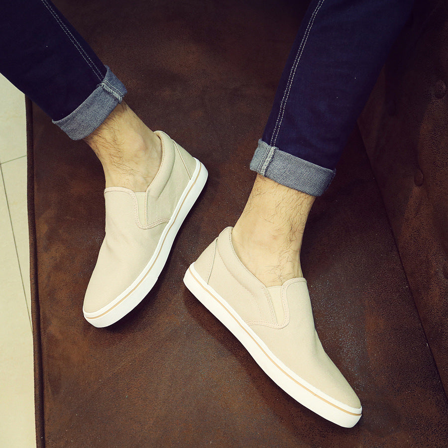 Shenxuanny New  Korean canvas shoes men's slip-on shoes white summer breathable casual shoes trend student sports shoes - Sun Studio