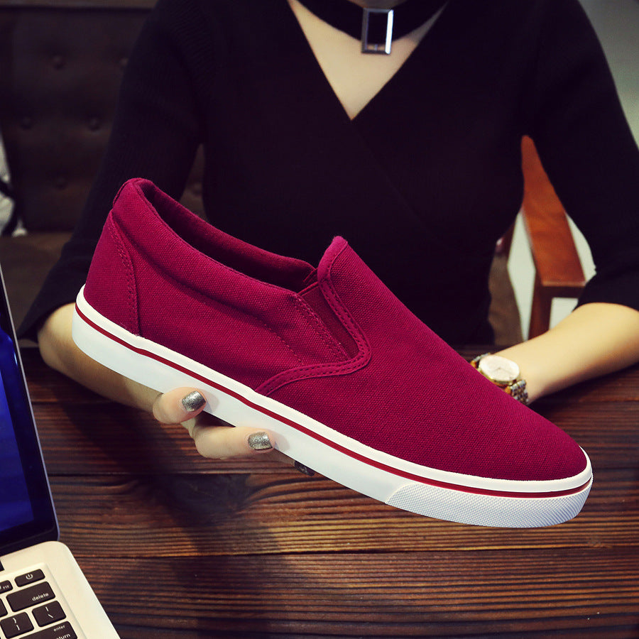 Shenxuanny New  Korean canvas shoes men's slip-on shoes white summer breathable casual shoes trend student sports shoes - Sun Studio