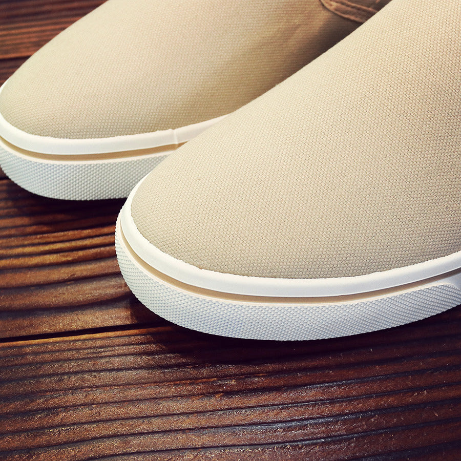 Shenxuanny New  Korean canvas shoes men's slip-on shoes white summer breathable casual shoes trend student sports shoes - Sun Studio