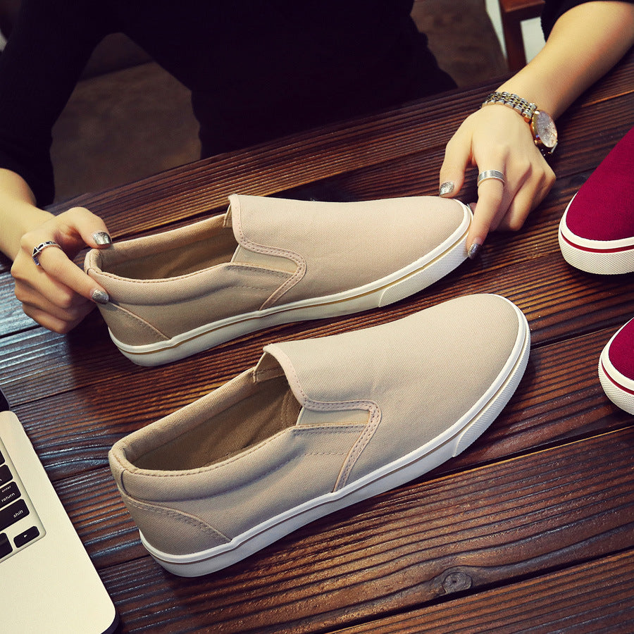 Shenxuanny New  Korean canvas shoes men's slip-on shoes white summer breathable casual shoes trend student sports shoes - Sun Studio