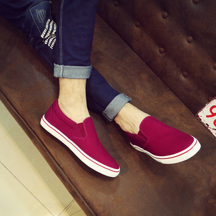 Shenxuanny New  Korean canvas shoes men's slip-on shoes white summer breathable casual shoes trend student sports shoes - Sun Studio
