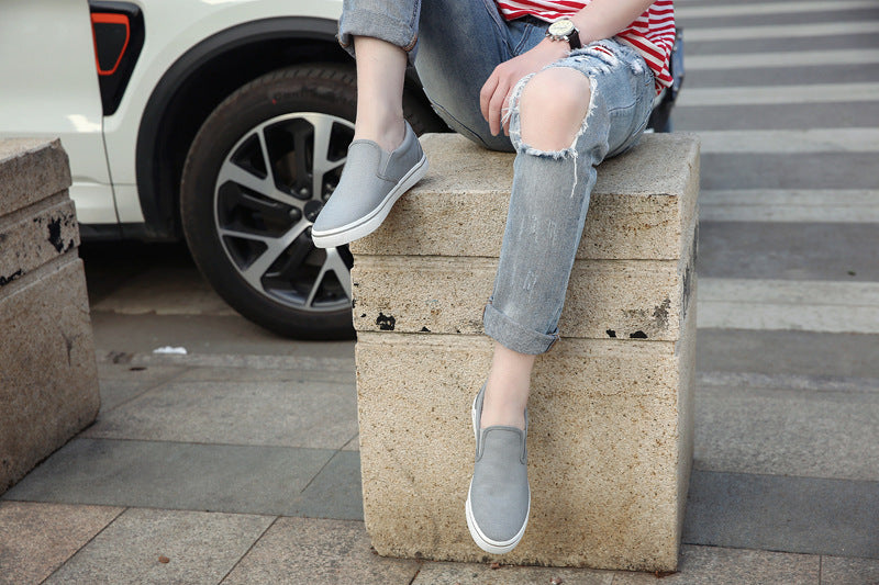 Shenxuanny New  Korean canvas shoes men's slip-on shoes white summer breathable casual shoes trend student sports shoes - Sun Studio