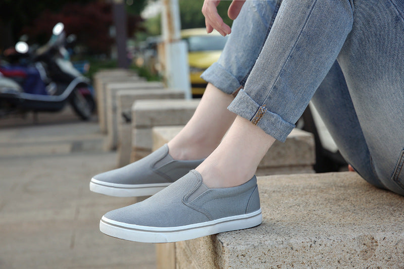 Shenxuanny New  Korean canvas shoes men's slip-on shoes white summer breathable casual shoes trend student sports shoes - Sun Studio