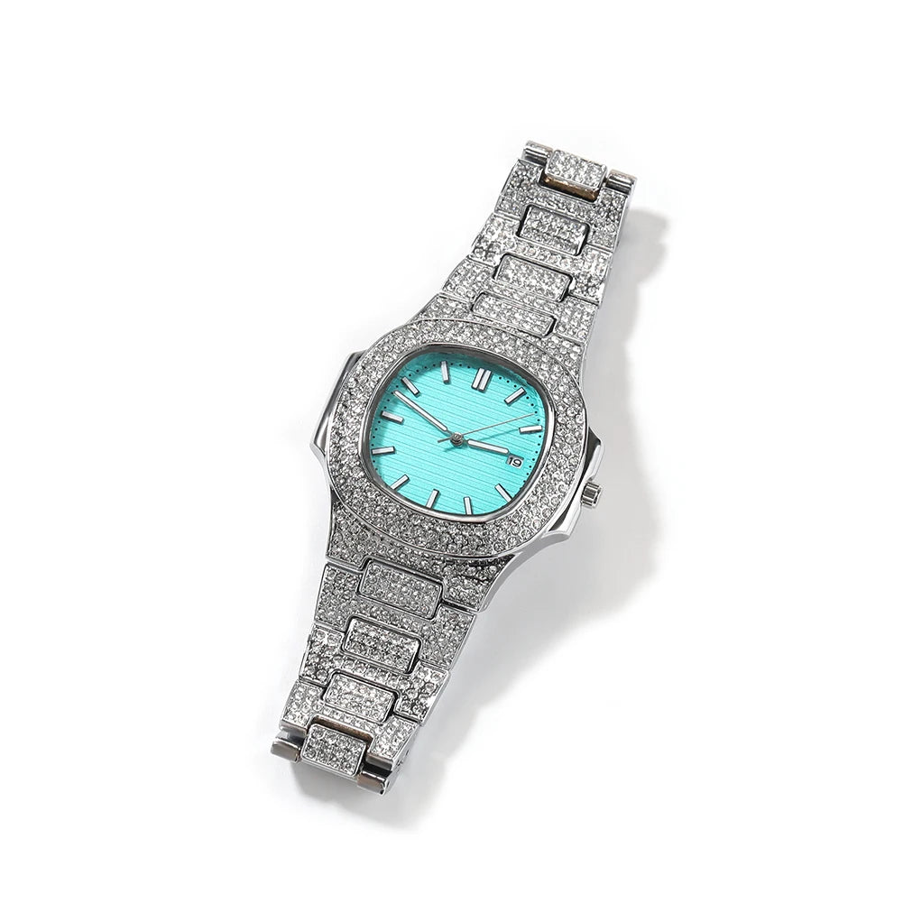 THE BLING KING Tiffani Blue Women Watch Elegant Stylish Drop Iced Babe Mini Quartz Watches Wrist Watches Arm Clock Party Jewelry - Sun Studio