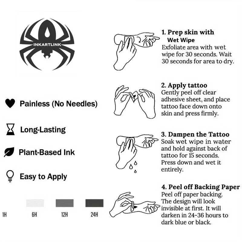 INKARTLINK Pisces Tattoo Patch 1-2 Weeks Long lasting Minimalist Scale Line Waterproof Temporary Tattoo Wrist Decoration 3pcs - Sun Studio