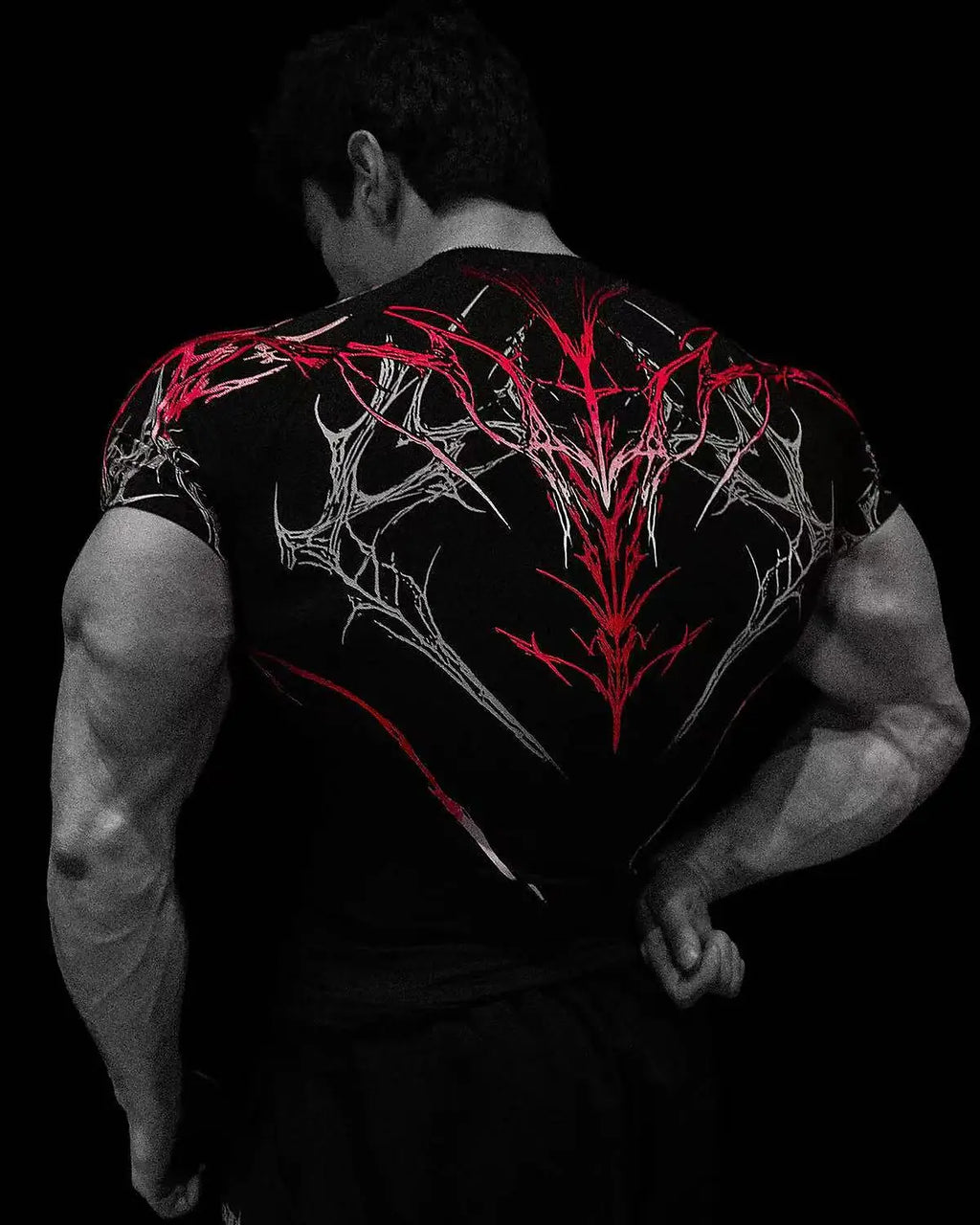 GYM T-shirt Men's Dark Gothic Print Muscle Tee  High Elasticity And Quick Drying Exercise For Bodybuilding Training 2026 Summer - Sun Studio
