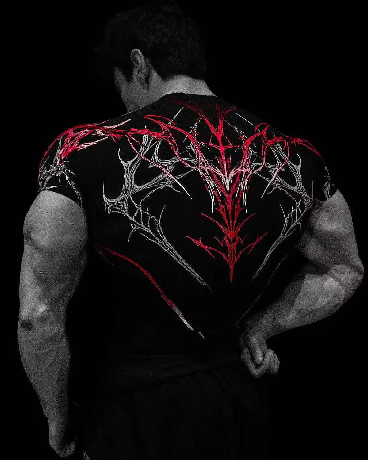 GYM T-shirt Men's Dark Gothic Print Muscle Tee  High Elasticity And Quick Drying Exercise For Bodybuilding Training 2026 Summer - Sun Studio