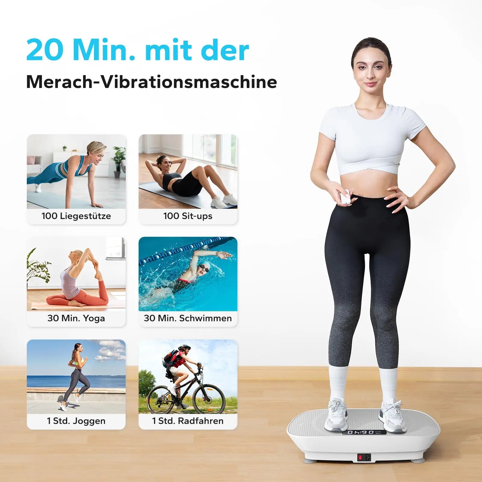 MERACH Vibration Plate Device Powered Vibration Platform for Full Body Training Fat Burning&Muscle Building Weight Loss&Shaping - Sun Studio