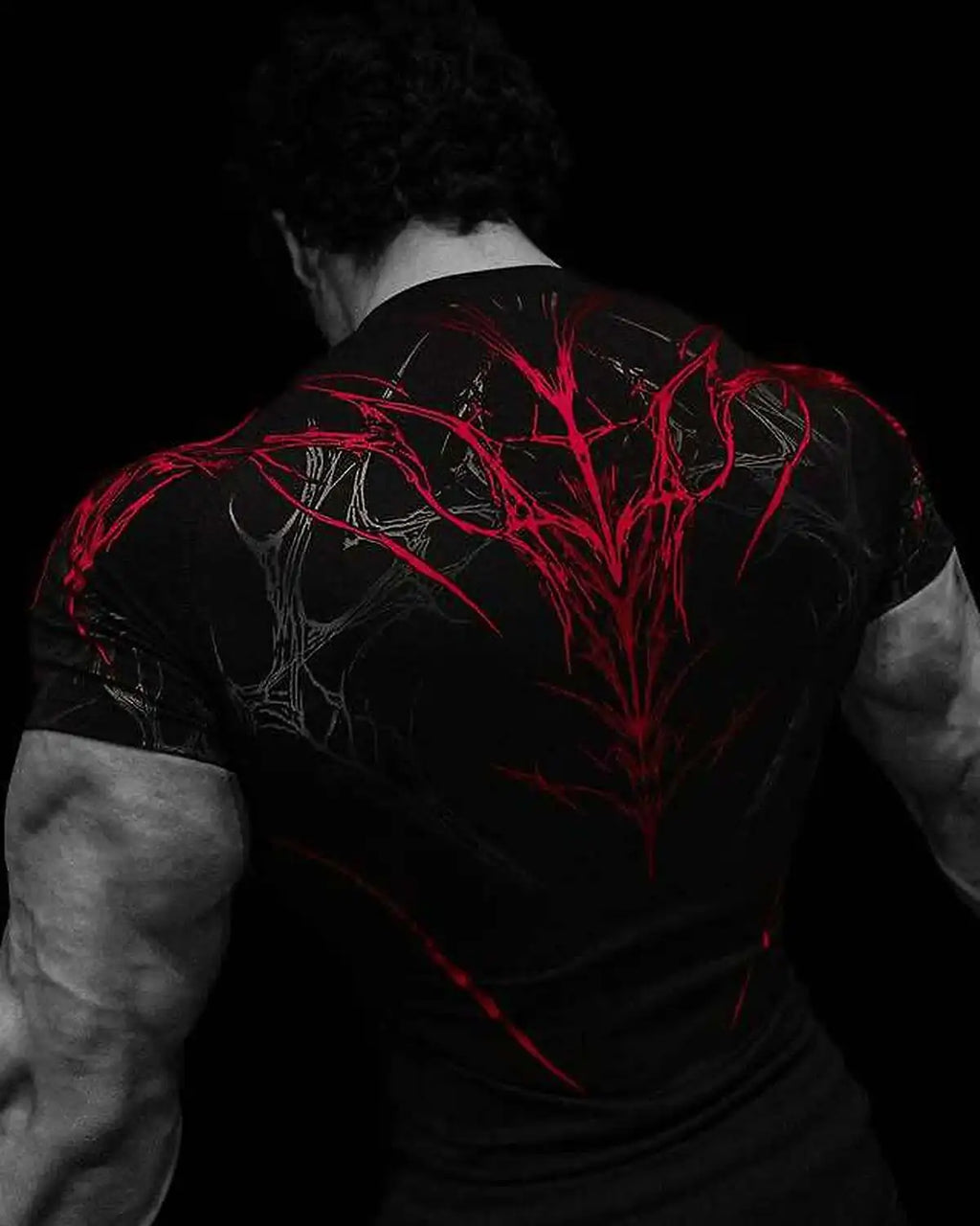 GYM T-shirt Men's Dark Gothic Print Muscle Tee  High Elasticity And Quick Drying Exercise For Bodybuilding Training 2026 Summer - Sun Studio