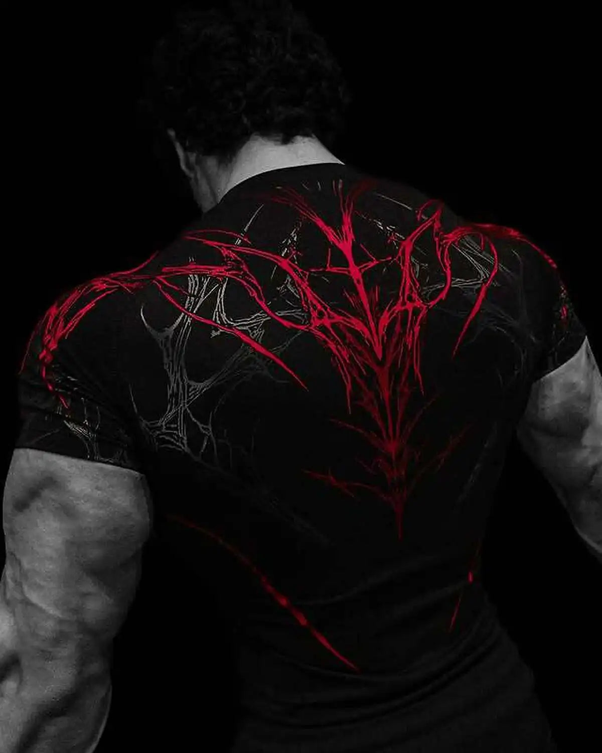 GYM T-shirt Men's Dark Gothic Print Muscle Tee  High Elasticity And Quick Drying Exercise For Bodybuilding Training 2026 Summer - Sun Studio