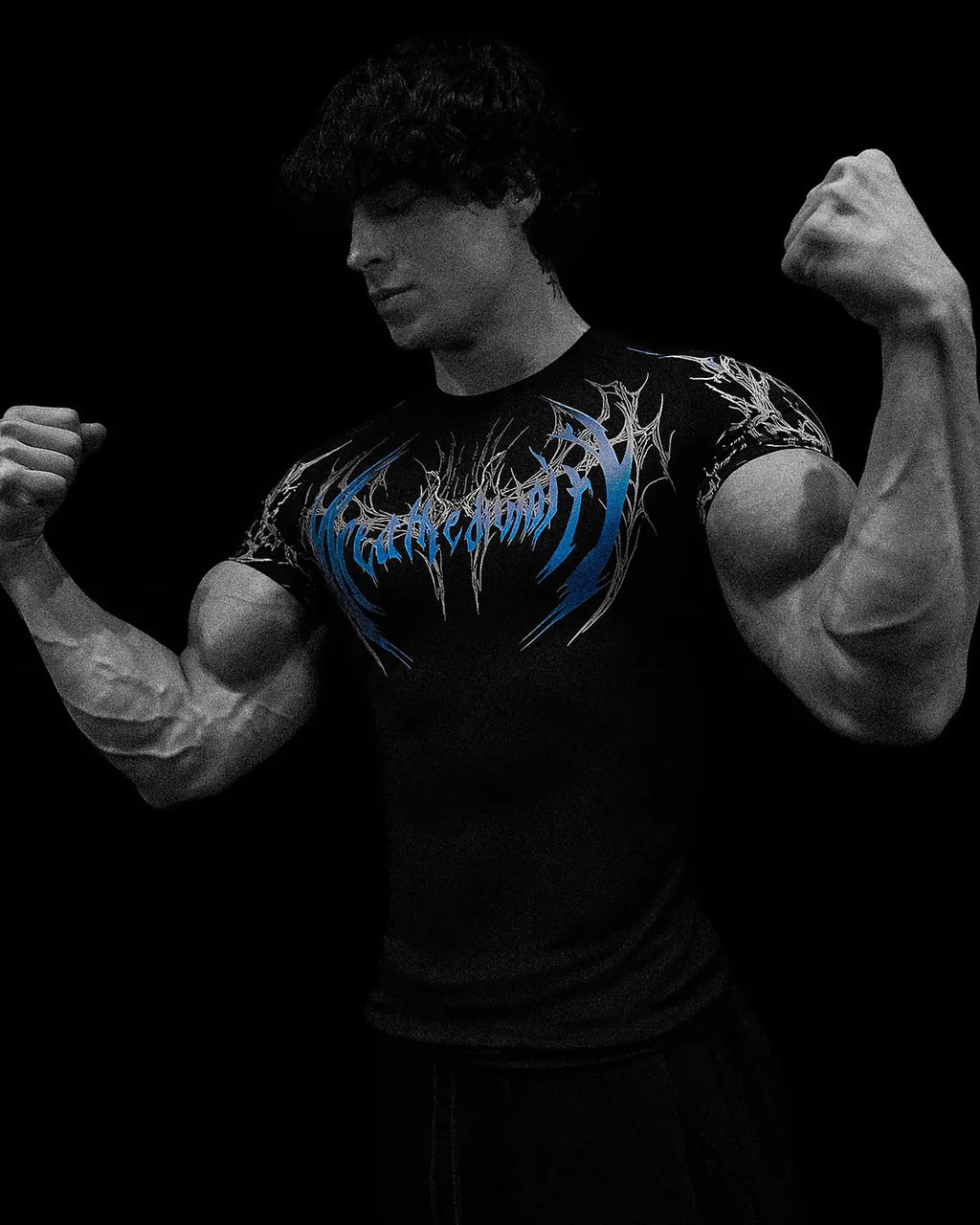 GYM T-shirt Men's Dark Gothic Print Muscle Tee  High Elasticity And Quick Drying Exercise For Bodybuilding Training 2026 Summer - Sun Studio