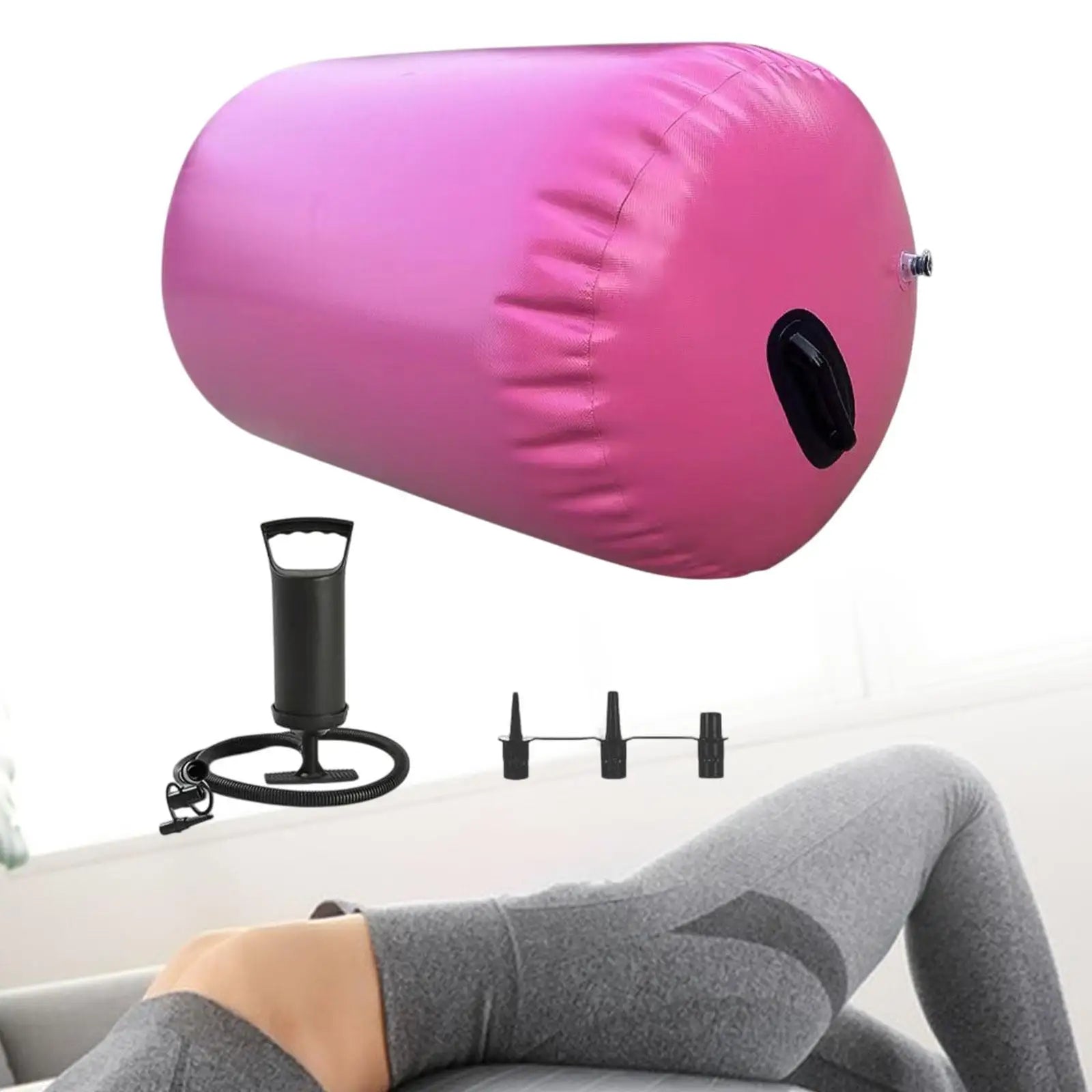 Inflatable PVC Gymnastics Back Handspring Air Roller with Air Pump for Back Handspring Training Home Yoga Equipment - Sun Studio