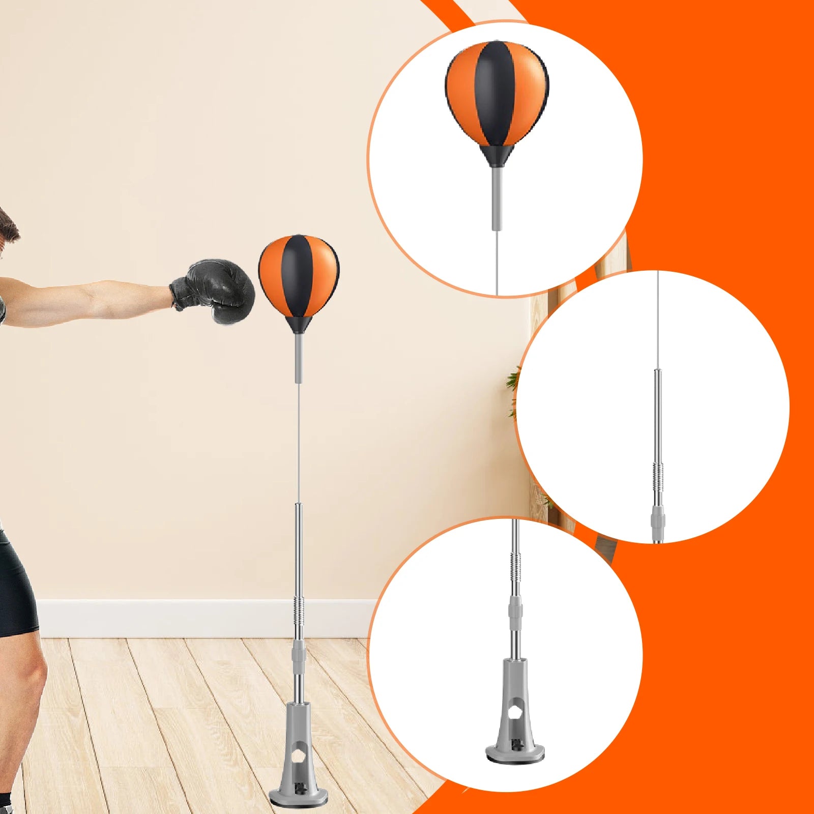 Adults Kids Adjustable Punching Bag with Suction Stand Speed Bag for Gym Standing Boxing Equipment for Fitness Training - Sun Studio