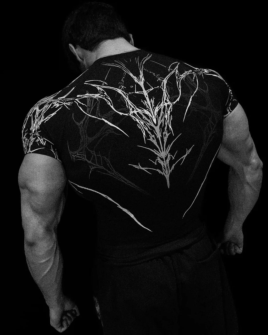 GYM T-shirt Men's Dark Gothic Print Muscle Tee  High Elasticity And Quick Drying Exercise For Bodybuilding Training 2026 Summer - Sun Studio