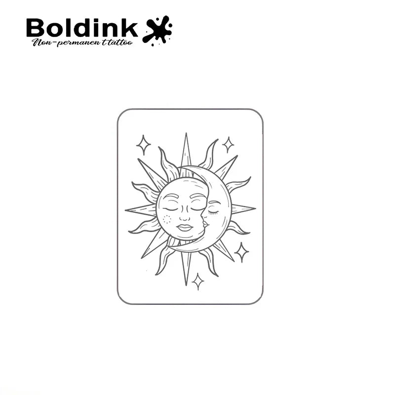 Sun and Moon Temporary Tattoo,Lasts To 15 Days New Technology Magic Waterproof Semi Permanent Sticker. - Sun Studio