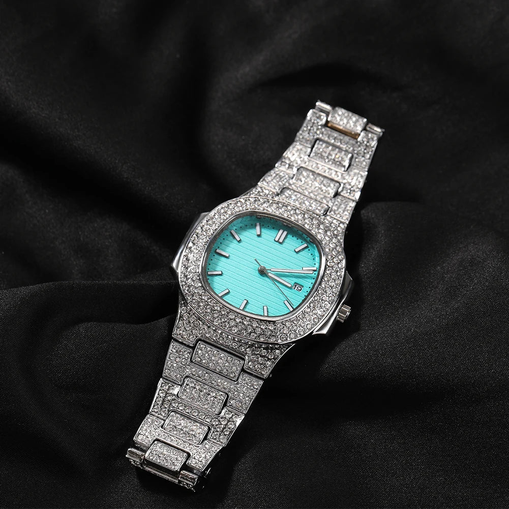 THE BLING KING Tiffani Blue Women Watch Elegant Stylish Drop Iced Babe Mini Quartz Watches Wrist Watches Arm Clock Party Jewelry - Sun Studio