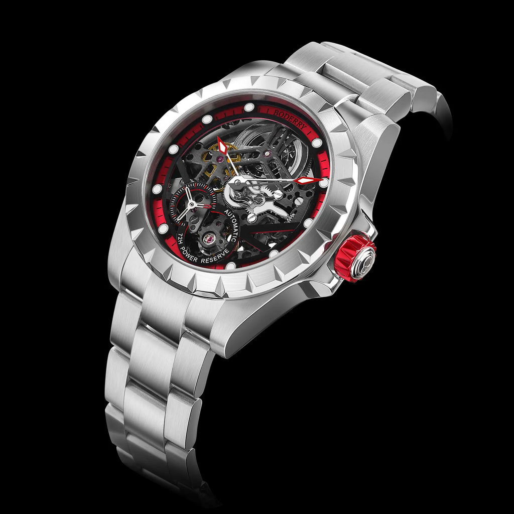 Boderry Windmill Men's Skeleton Stylish Watches Automatic Mechanical Fashion Sports Watch for Men Waterproof Wristwatches - Sun Studio