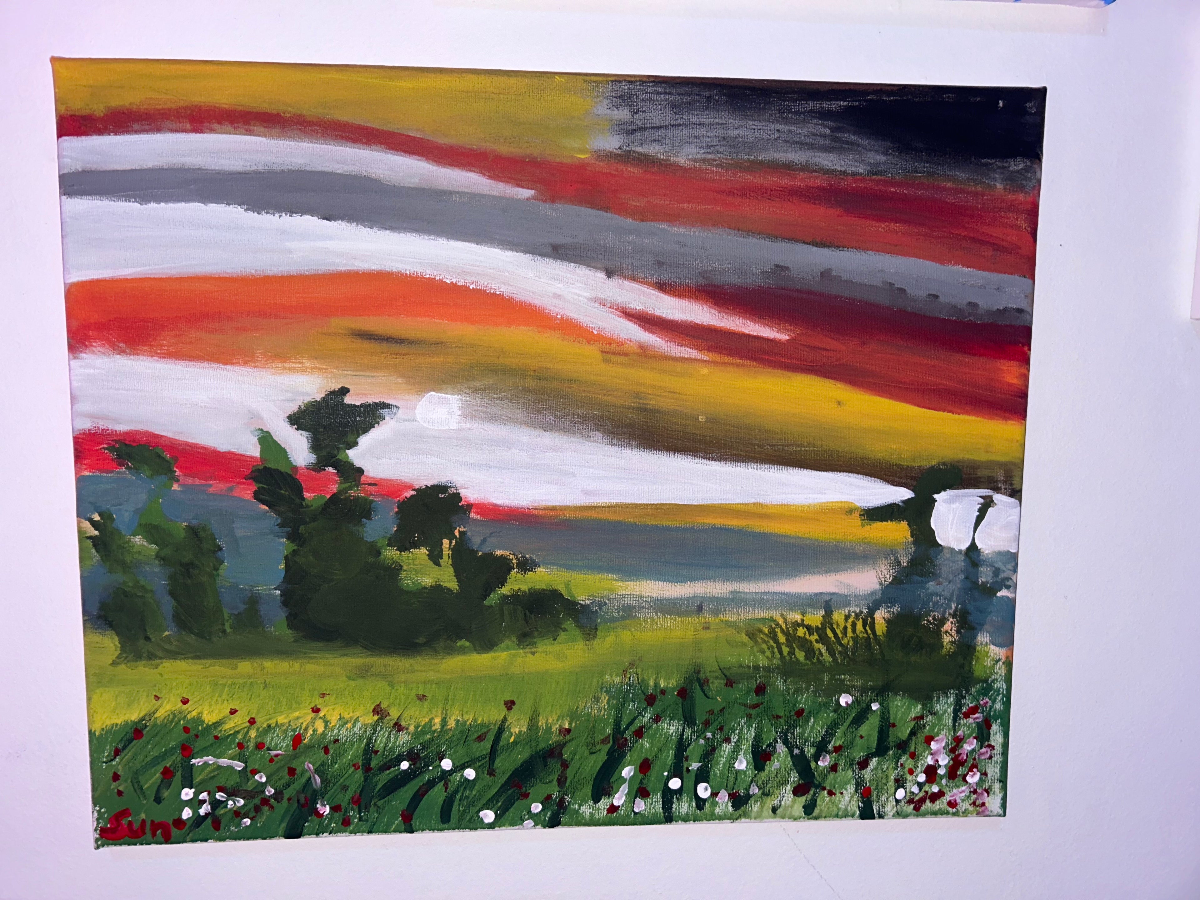 Golden Horizon Bloom Original Sunset Landscape Canvas - Sun Studio