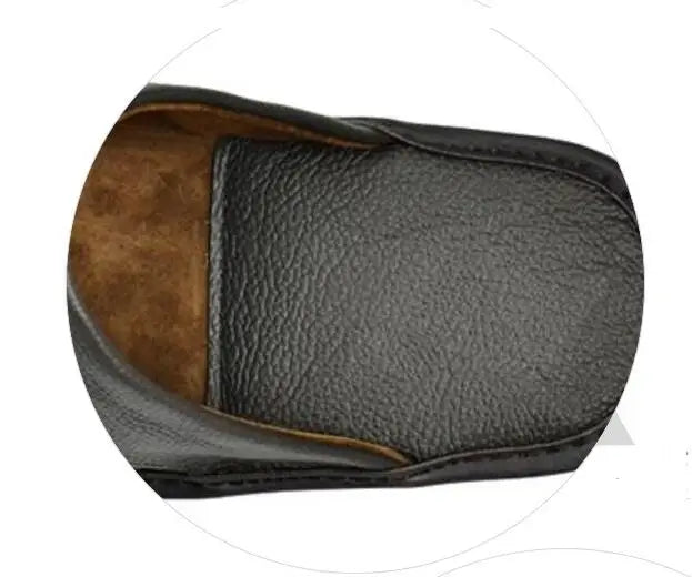 Men's Luxury Cow Split Leather Handmade Men Home Slippers Spring Slip on Soft Comfortable Black Brown Bedroom Indoor Flat Shoes - Sun Studio