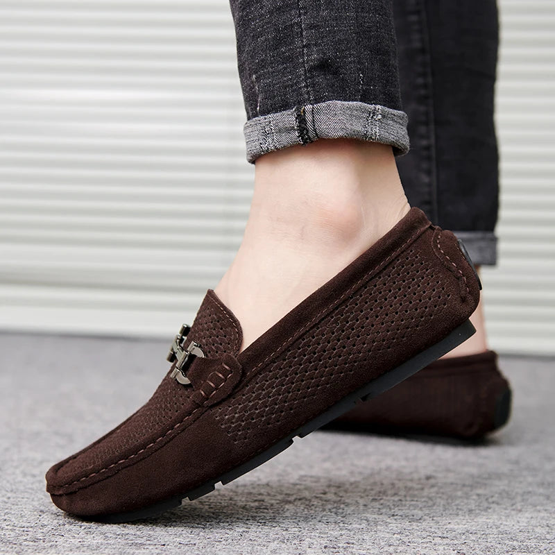 Size 38-45 Breathable Suede Leather Loafers Men Hot Sale Flat Men's Shoes Classic Driving Shoes Fashion Casual Summer Moccasins - Sun Studio
