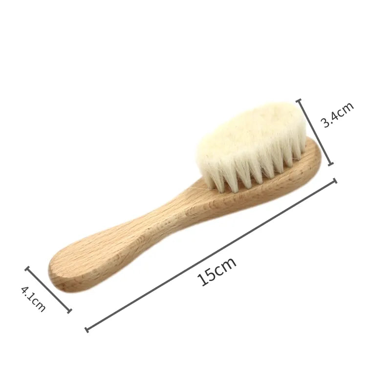 baby comb brush set newborn gift set Natural Wool beech Wooden Comb baby bib pacifier clip  Kids  Baby Hair Brush - Sun Studio