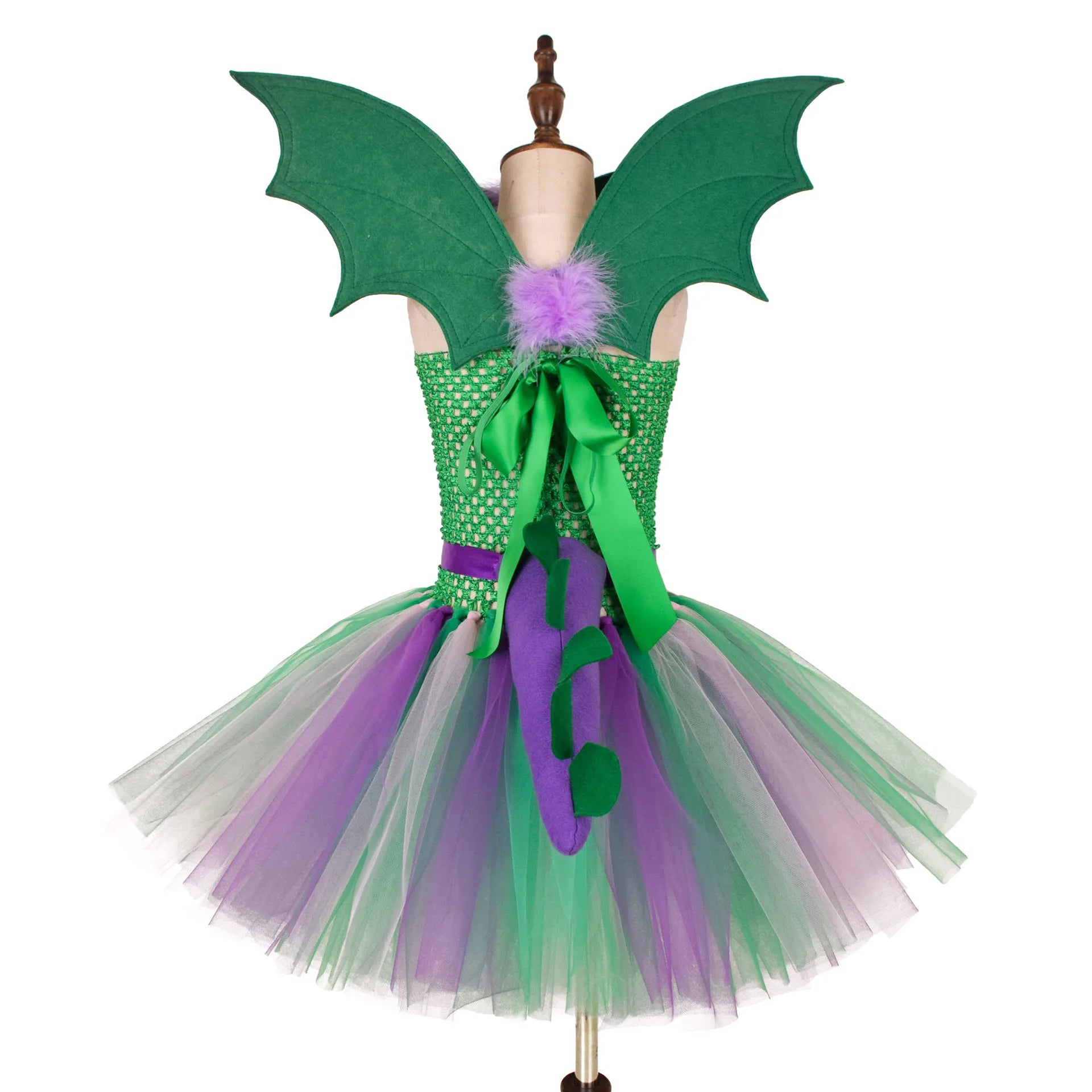 Green Kids Girls Dinosaur Cosplay Dresses Birthday Party Tutu Dresses for Baby Cartoon Princess Girls Costumes Set for Halloween - Sun Studio