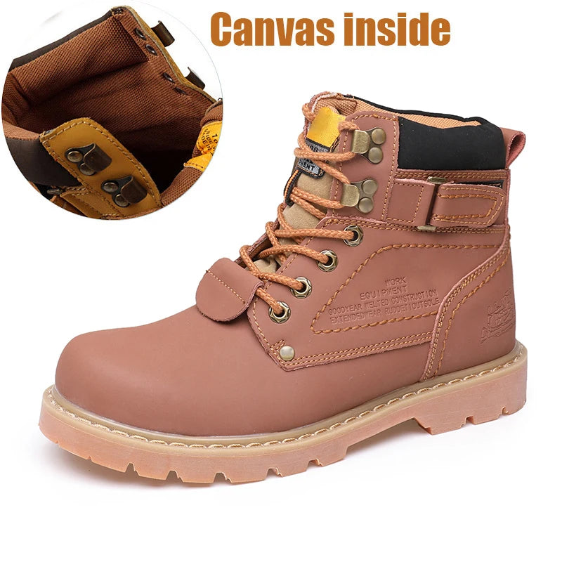 Echtes Leder Herren Winter Frühling Knöchel Trekking Militär Schnee Gelbe Taktische Stiefel Outdoor Schuhe für Frauen Männer Arbeitsschuhe