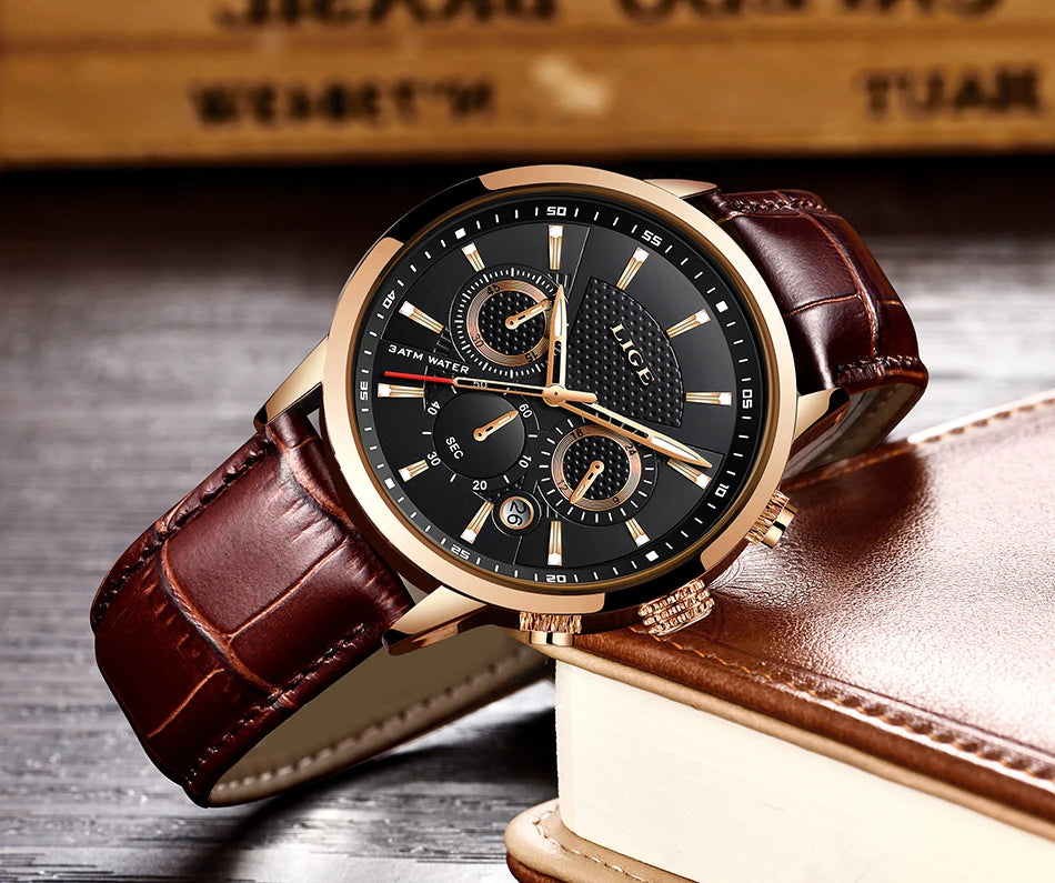LIGE 2026 Watch Men Fashion Sports Quartz Clocks Mens Watches Top Brand Leather Military Waterproof Date Watch Relogio Masculino - Sun Studio