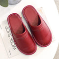 Classic PU Leather Slippers Male Indoor Unisex Shoes Men 2021 Fashion Man Leather Shoes Home Slippers Waterproof Man House Shoes - Sun Studio