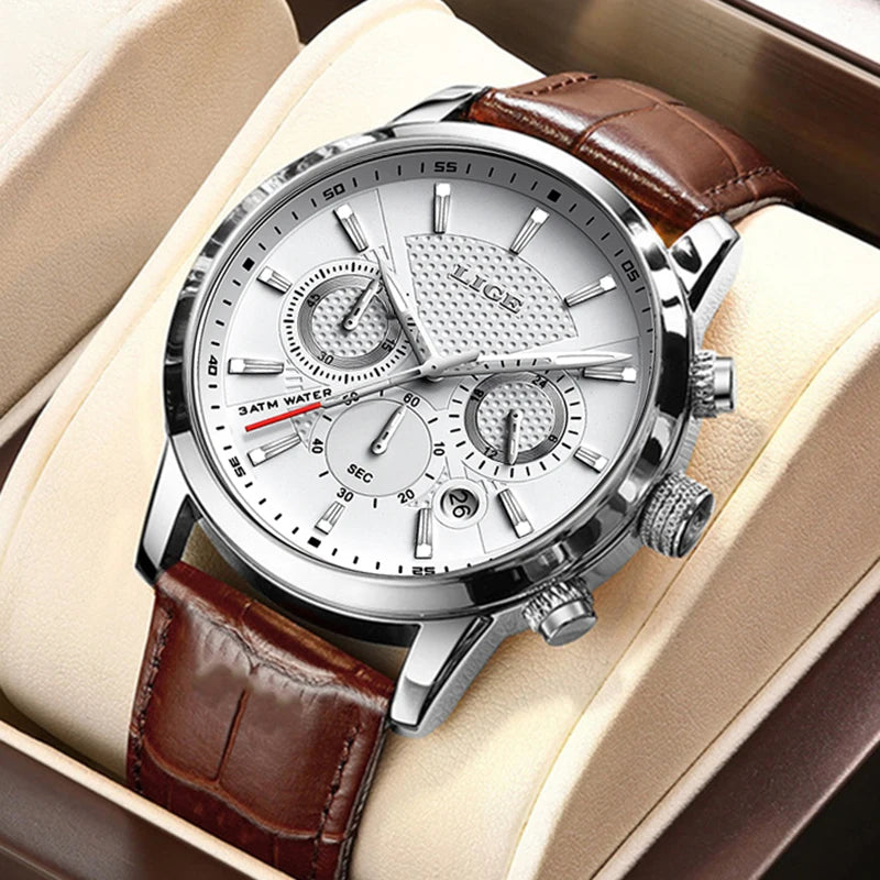 LIGE 2026 Watch Men Fashion Sports Quartz Clocks Mens Watches Top Brand Leather Military Waterproof Date Watch Relogio Masculino - Sun Studio