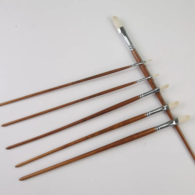 Artsecret High Quality Oil Brush Hog Bristle Hair Long Handle Oak Wood Rod Aquarelle Watercolor Gouache Abstract  Acrylic 2009FB - Sun Studio