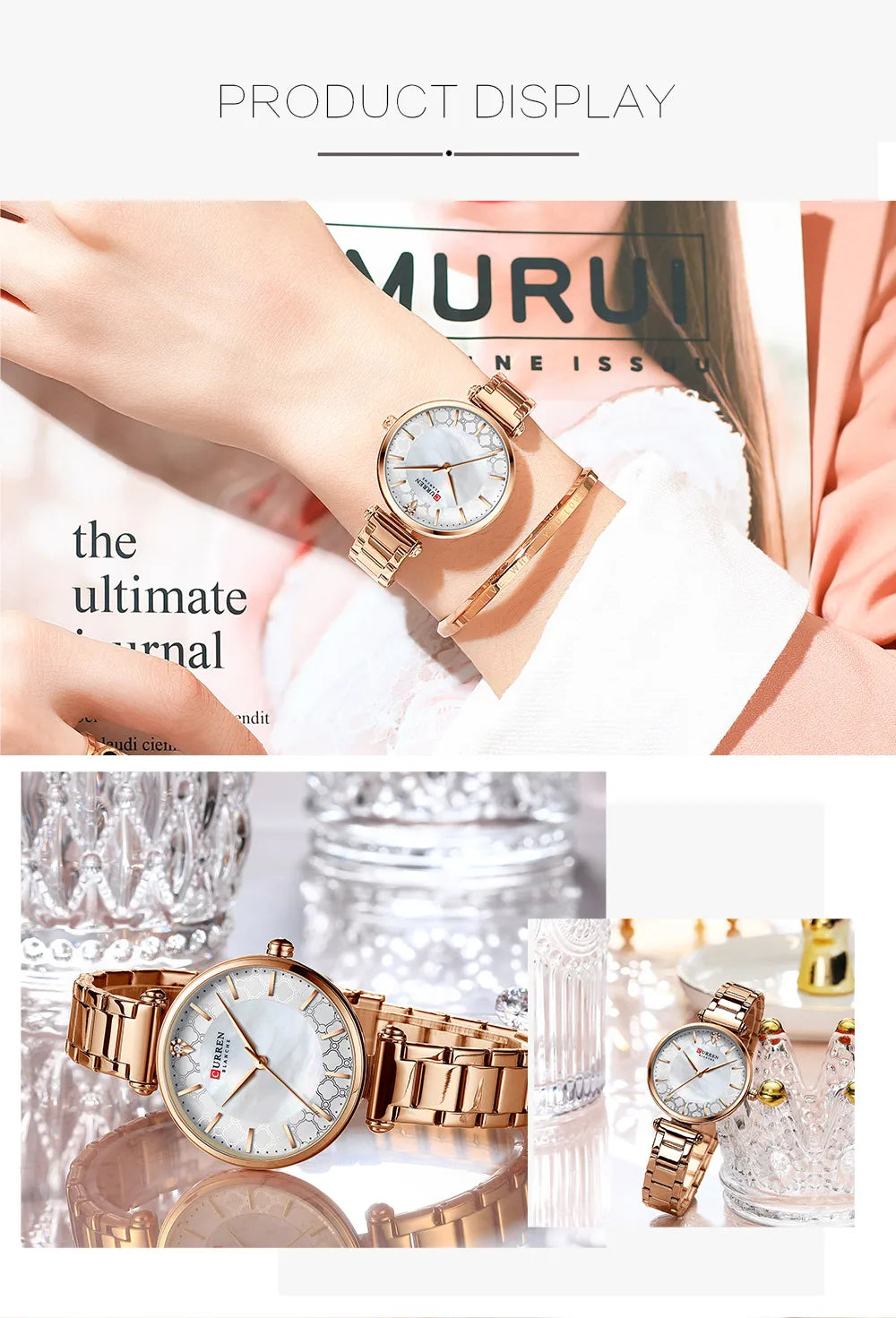 Watches Women CURREN Top Brand Fashion Thin Quartz Wristwatch with Charming Stainless Steel Bracelet часы женские наручные - Sun Studio