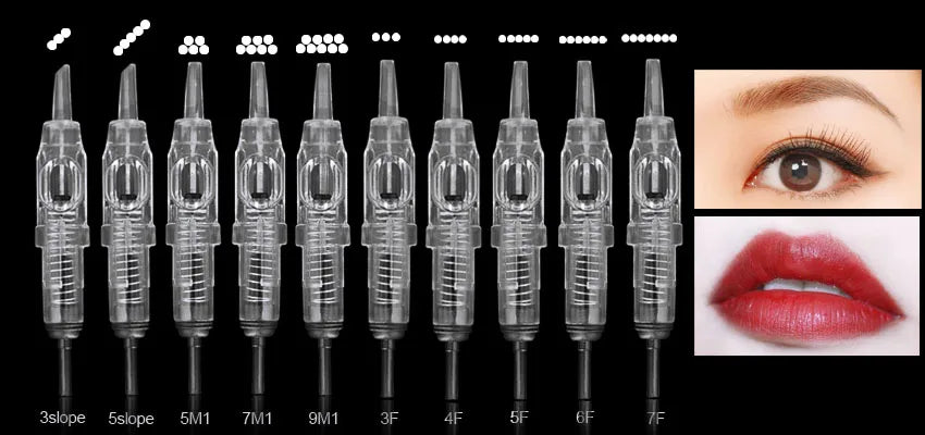 Tattoo Needles 1RL 100piece  Cartridge Needles  Disposable Sterilized Tattoo Permanent Makeup Needles Tips for Eyebrow lip 0.3mm - Sun Studio
