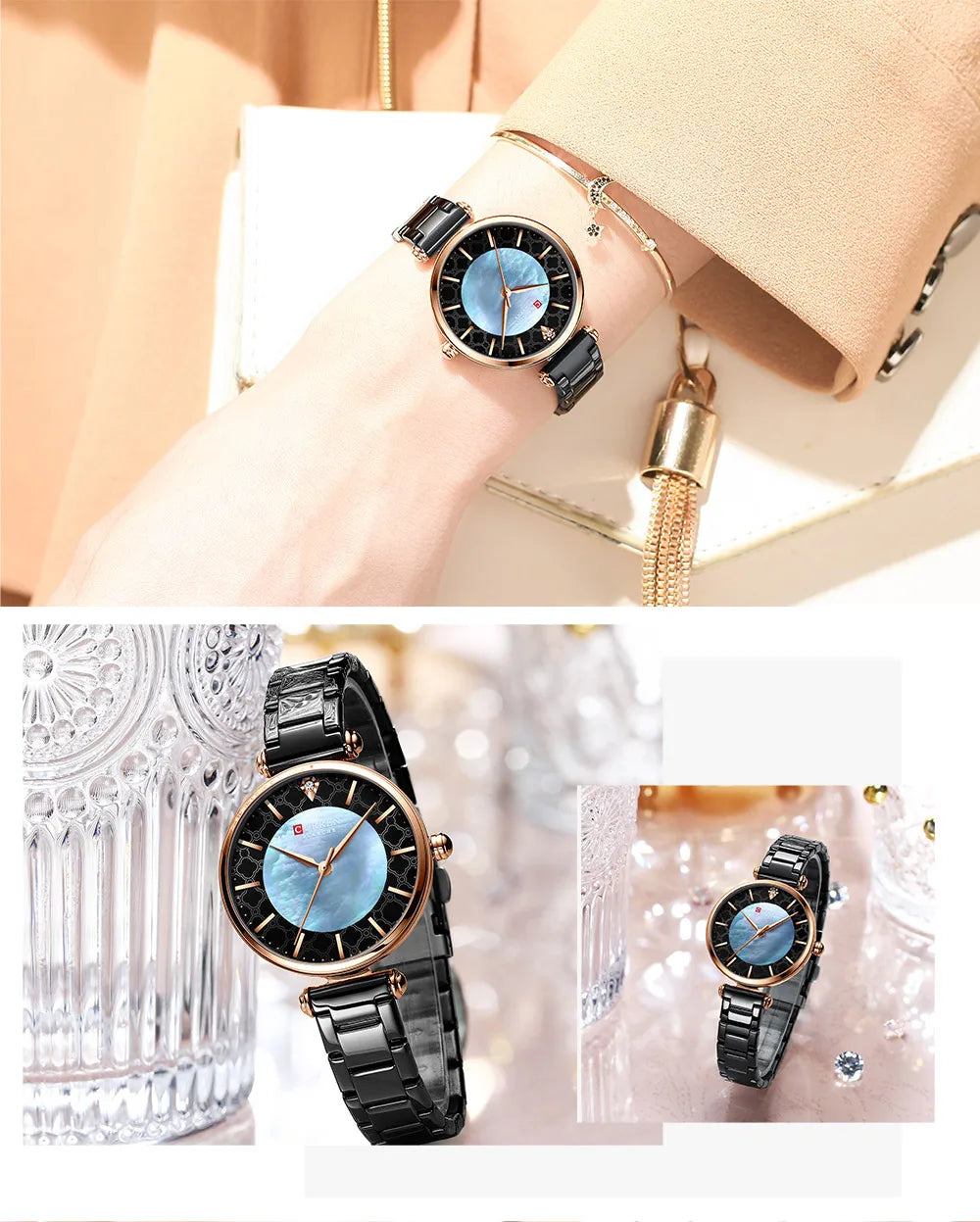 Watches Women CURREN Top Brand Fashion Thin Quartz Wristwatch with Charming Stainless Steel Bracelet часы женские наручные - Sun Studio