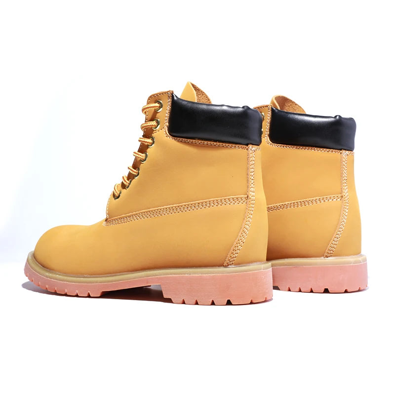 Echtes Leder Herren Winter Frühling Knöchel Trekking Militär Schnee Gelbe Taktische Stiefel Outdoor Schuhe für Frauen Männer Arbeitsschuhe