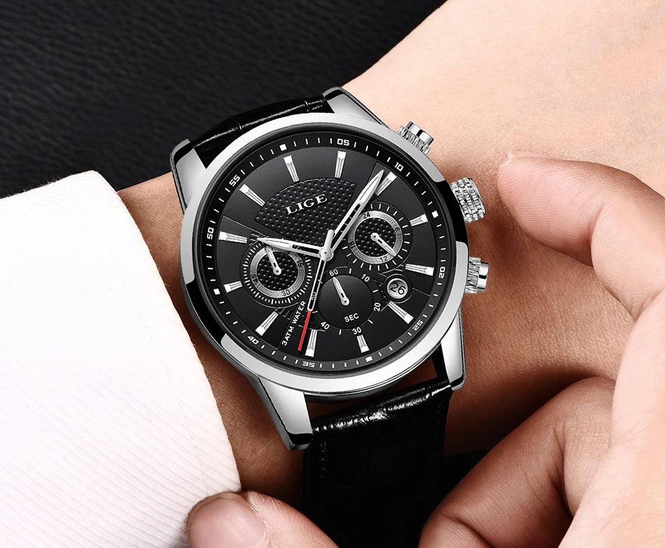 LIGE 2026 Watch Men Fashion Sports Quartz Clocks Mens Watches Top Brand Leather Military Waterproof Date Watch Relogio Masculino - Sun Studio