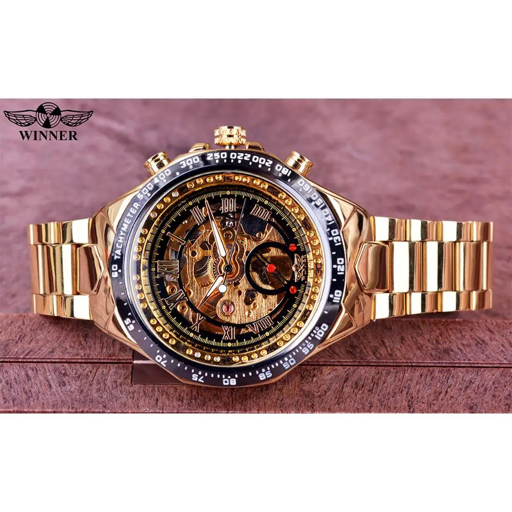 Winner Mechanical Sport Design Bezel Fashion Watch Mens Watches Top Brand Luxury Montre Homme Clock Men Automatic Skeleton Watch - Sun Studio