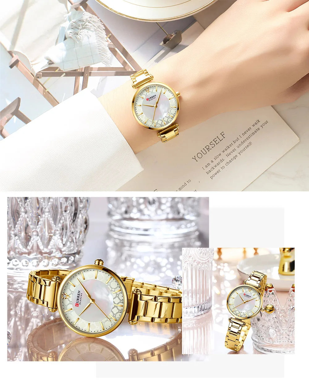 Watches Women CURREN Top Brand Fashion Thin Quartz Wristwatch with Charming Stainless Steel Bracelet часы женские наручные - Sun Studio