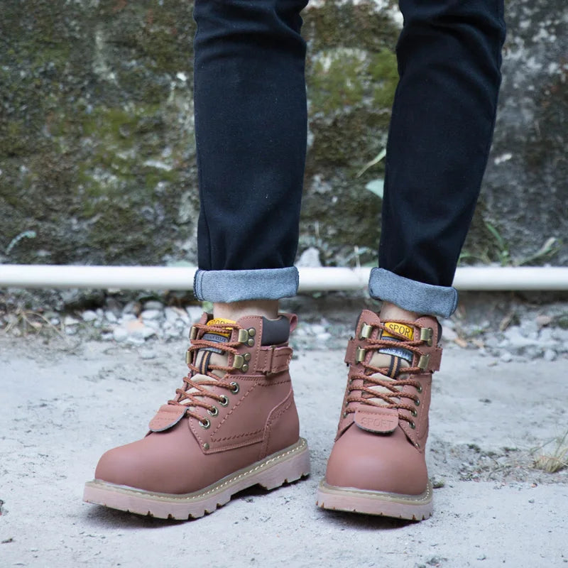 Echtes Leder Herren Winter Frühling Knöchel Trekking Militär Schnee Gelbe Taktische Stiefel Outdoor Schuhe für Frauen Männer Arbeitsschuhe