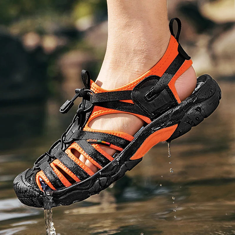 New Summer Genuine Leather Men Sandals Fashion Design Breathable Casual Shoes Men Soft Bottom Outdoor Beach Sandals Big Size 48 - Sun Studio