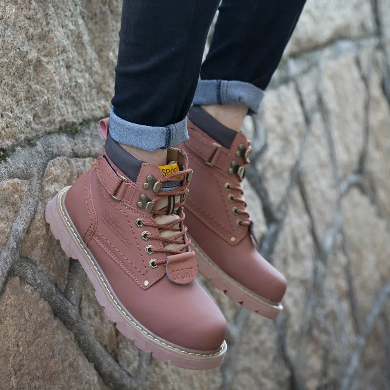 Echtes Leder Herren Winter Frühling Knöchel Trekking Militär Schnee Gelbe Taktische Stiefel Outdoor Schuhe für Frauen Männer Arbeitsschuhe