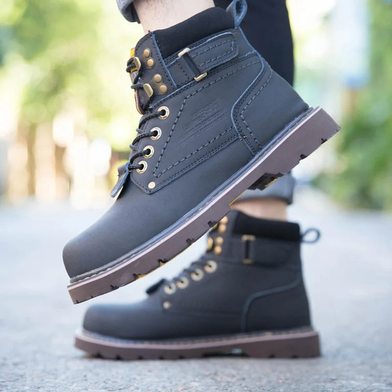 Echtes Leder Herren Winter Frühling Knöchel Trekking Militär Schnee Gelbe Taktische Stiefel Outdoor Schuhe für Frauen Männer Arbeitsschuhe