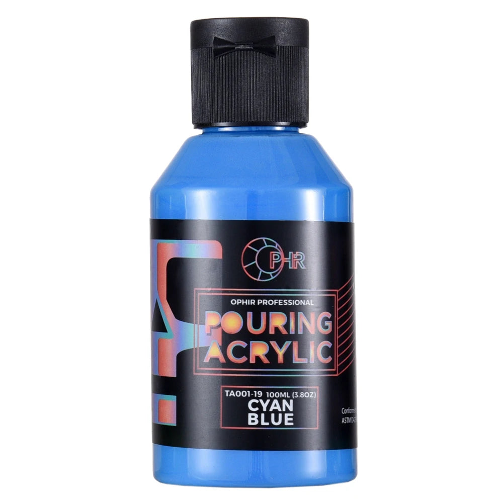 OPHIR Acryl Pouring Farbe Wasserbasiert Hochfluss Kunstbedarf 36 Farben zur Auswahl 100ML/Flasche TA001