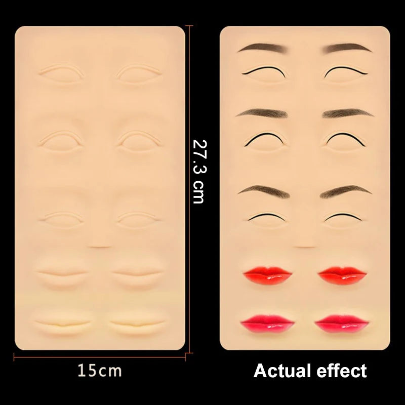 Doppelseitige Augenbrauen-Tattoo-Übungshaut Silikonhaut-Kits Tattoo-Zubehör für Microblading Permanent Make-up Anfänger PMU Set