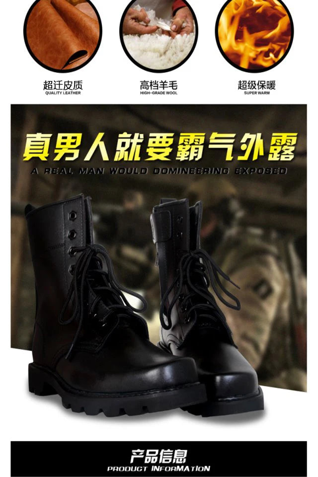 Steel Toe Men Boots Leather Safety Shoes for Men Spring Fashion Lace Up Black Ankle Platform Motorcycle Boots - Sun Studio