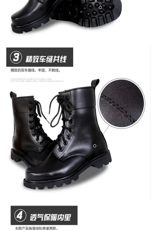 Steel Toe Men Boots Leather Safety Shoes for Men Spring Fashion Lace Up Black Ankle Platform Motorcycle Boots - Sun Studio