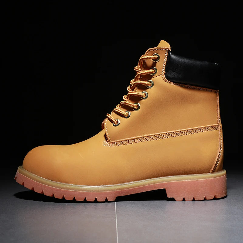 Genuine Leather Men's Winter Spring Ankle Treking Military Snow Yellow Tactical Boots Outdoor Footwear for Women Men Work Shoes - Sun Studio