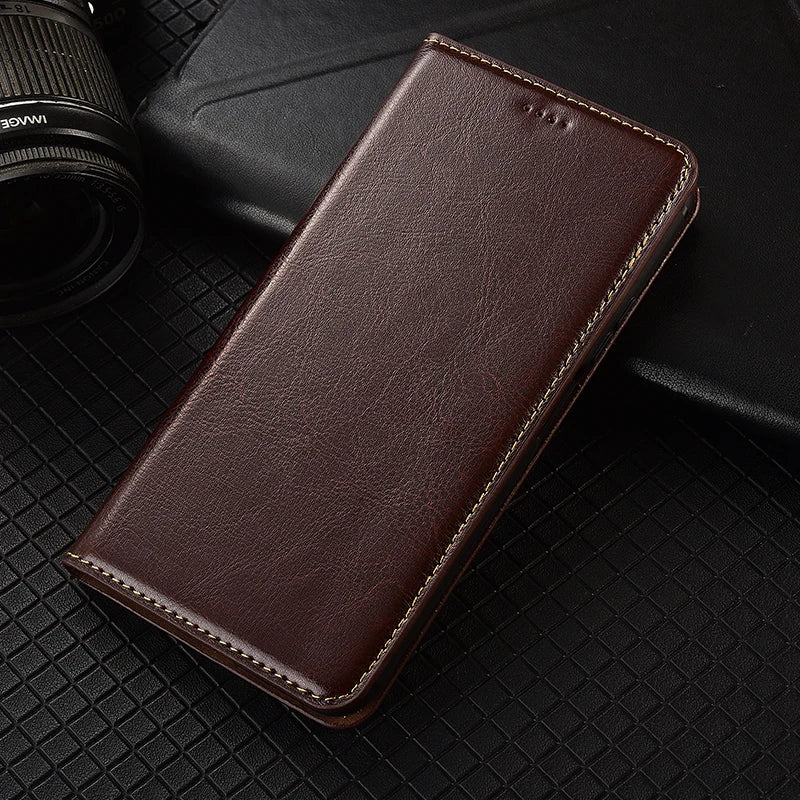 Magnetic Genuine Leather Skin Flip Wallet Book Phone Case Cover On For Infinix Hot Note 30 40 50 50i 60 Pro Plus 4G 5G Note60 - Sun Studio