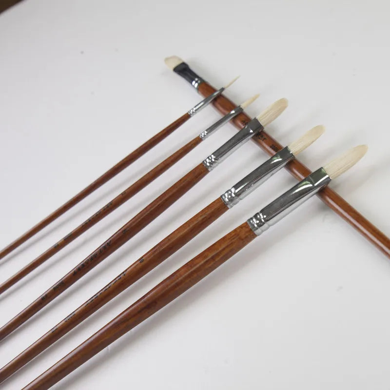 Artsecret High Quality Oil Brush Hog Bristle Hair Long Handle Oak Wood Rod Aquarelle Watercolor Gouache Abstract  Acrylic 2009FB - Sun Studio